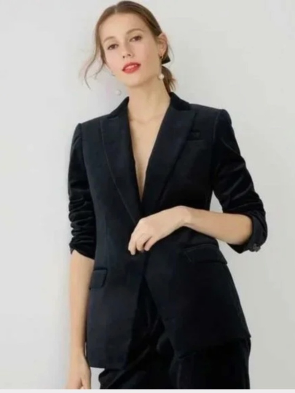 J. Crew Willa Black Stretch Velvet Blazer Jacket 4